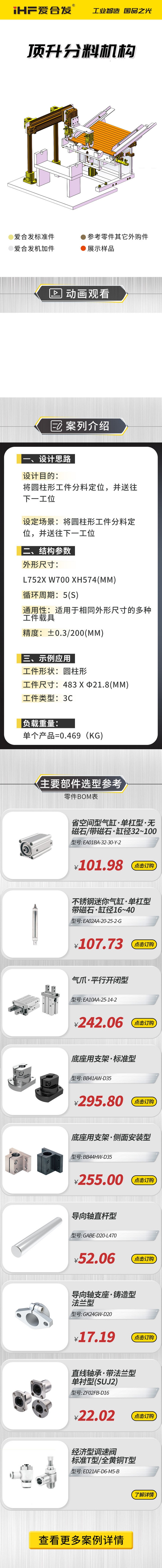 愛合發：案例介紹，頂升分料機構！